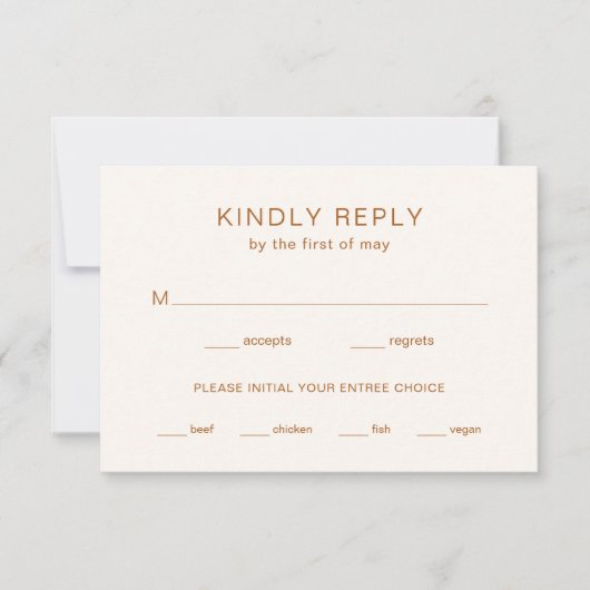 Chelsea Earthy Neutrals Modern Wedding RSVP Kaartje (Voorkant)