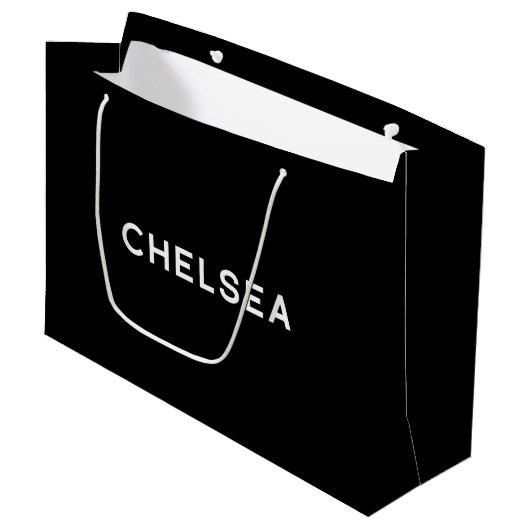 Chelsea Elegant Gift Bag in zwart-wit Large Cadeautasje (Voorkant Gekanteld)