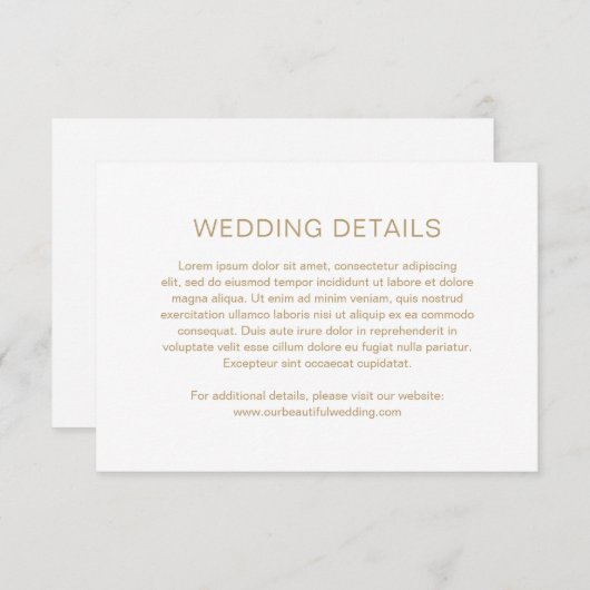 Chelsea Gold Moderne bruiloft Informatiekaartje (Voorkant / Achterkant)