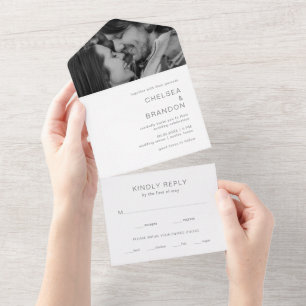 Chelsea Grey Modern Wedding All In One Uitnodiging