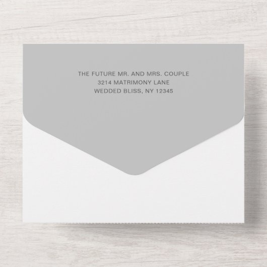 Chelsea Grey Modern Wedding All In One Uitnodiging (Achterkant)