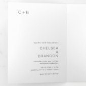 Chelsea Grey Modern Wedding Drieluik Uitnodiging (Binnenzijde eerst)