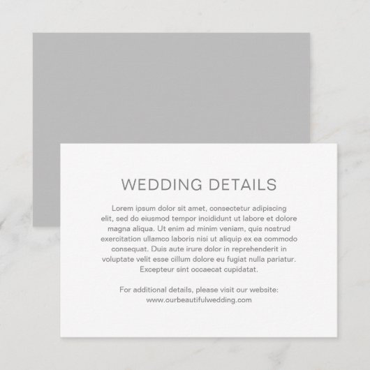 Chelsea Grey Modern Wedding Informatiekaartje (Voorkant / Achterkant)