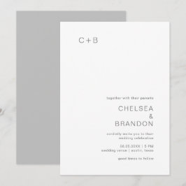 Chelsea Grey Modern Wedding Kaart