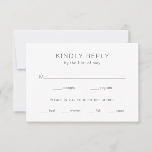 Chelsea Grey Modern Wedding RSVP Kaartje (Voorkant)