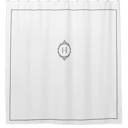 Chelsea grijs en wit monogram douchegordijn (Voorkant)