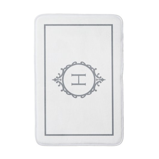 Chelsea Grijs en Wit Monogrammed Badmat (Voorkant Verticaal)