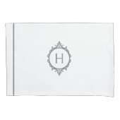 Chelsea Grijs en Wit Monogrammed Kussensloop (Voorkant-Links)