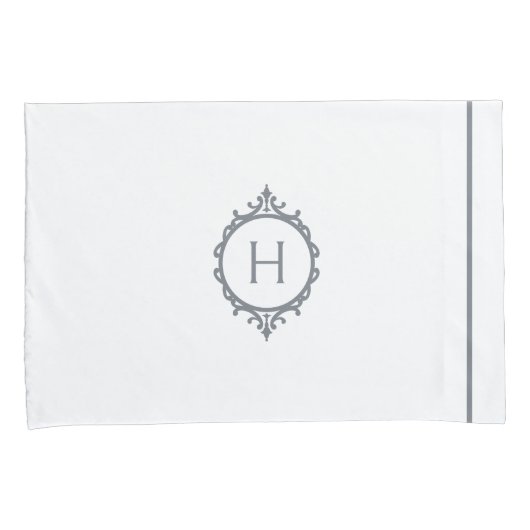 Chelsea Grijs en Wit Monogrammed Kussensloop (Voorkant-Rechts)