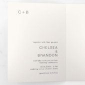 Chelsea Ivory Modern Wedding Drieluik Uitnodiging (Binnenzijde eerst)
