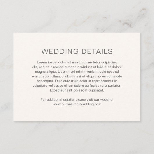 Chelsea Ivory Modern Wedding Informatiekaartje (Voorkant)