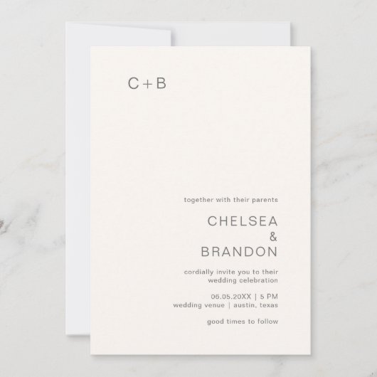 Chelsea Ivory Modern Wedding Kaart (Voorkant)
