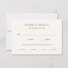 Chelsea Ivory Modern Wedding RSVP Kaartje