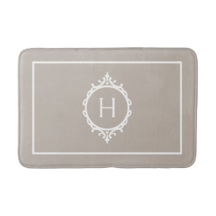 Chelsea licht Taupe en wit monogram Badmat