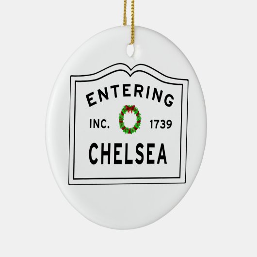 Chelsea, MA Holiday Wreath Metal Ornament (Rechts)