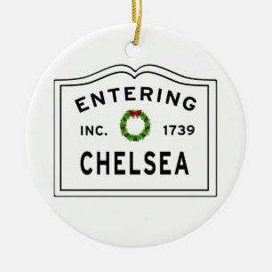 Chelsea, MA Holiday Wreath Metal Ornament
