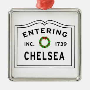 Chelsea, MA Holiday Wreath Metal Ornament