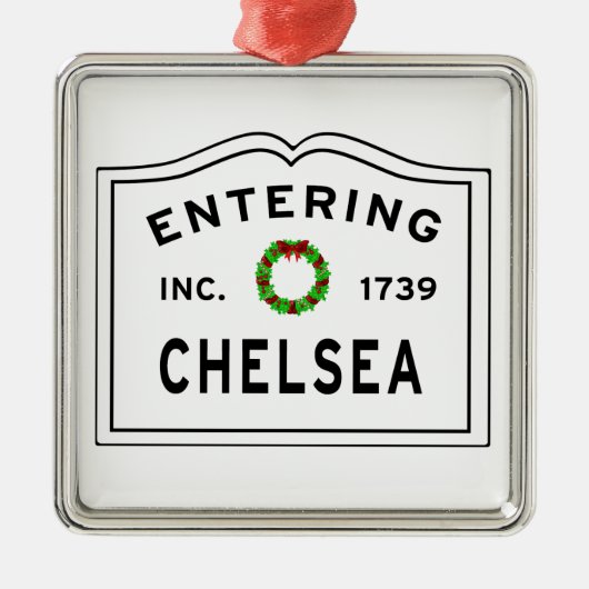 Chelsea, MA Holiday Wreath Metal Ornament (Voorkant)