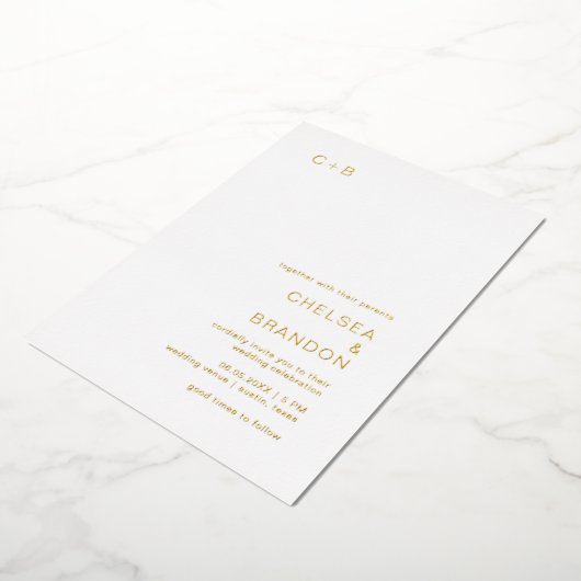 Chelsea Modern Wedding Folie Uitnodiging (Gedraaid)