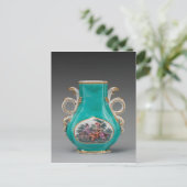 Chelsea Porselein Turquoise Vaas Briefkaart (Staand voorkant)