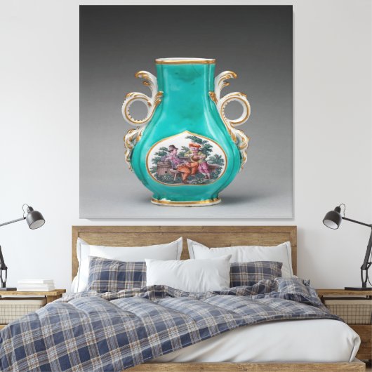 Chelsea Porselein Turquoise Vaas Canvas Afdruk (Insitu (Slaapkamer))