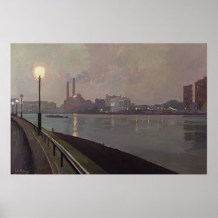 Chelsea Power Station bij nacht Poster