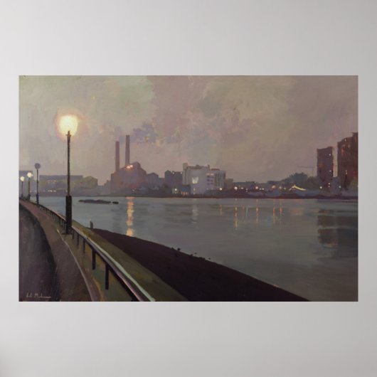 Chelsea Power Station bij nacht Poster (Voorkant)