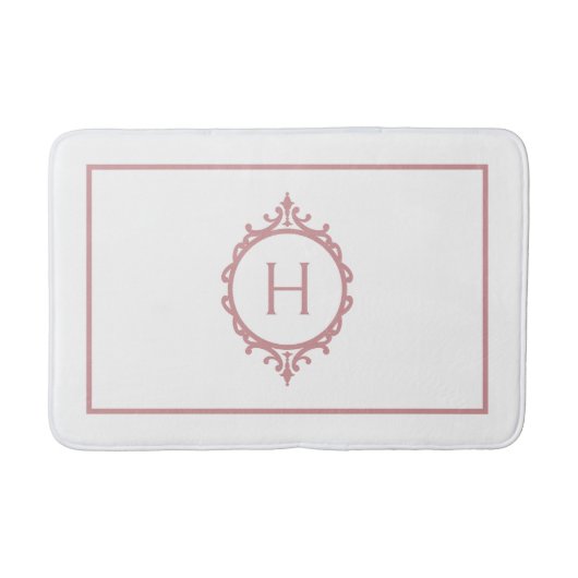Chelsea Roze Blush en Wit Monogram Badmat (Voorkant)