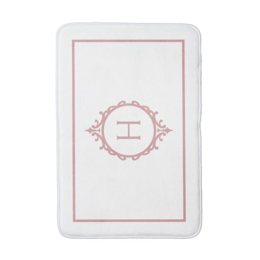 Chelsea Roze Blush en Wit Monogram Badmat (Voorkant Verticaal)