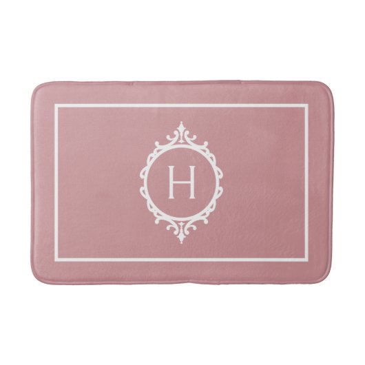 Chelsea Roze Blush en Wit Monogram Badmat (Voorkant)