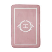 Chelsea Roze Blush en Wit Monogram Badmat (Voorkant Verticaal)
