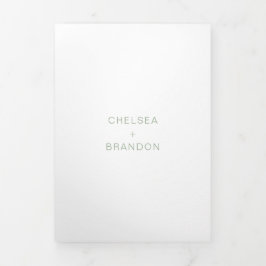 Chelsea Sage Green Moderne bruiloft Drieluik Uitnodiging