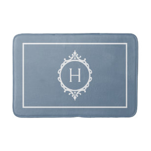 Chelsea Stormy Blauw en Wit Monogrammed Badmat