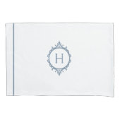 Chelsea Stormy Blauw en Wit Monogrammed Kussensloop (Voorkant-Links)