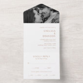 Chelsea Taupe Modern Wedding All In One Uitnodiging (Binnen)