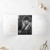 Chelsea Taupe Modern Wedding Drieluik Uitnodiging (Binnen)