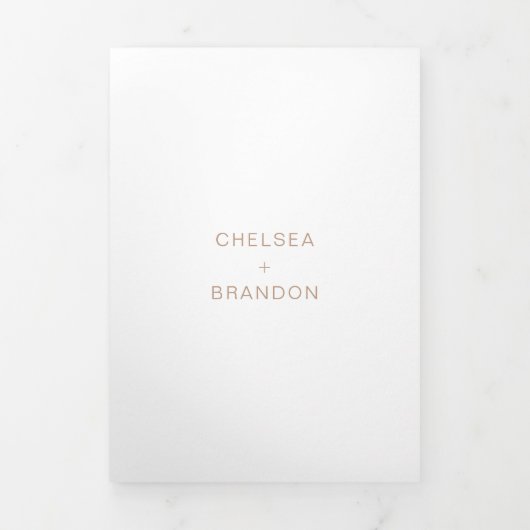 Chelsea Taupe Modern Wedding Drieluik Uitnodiging (Cover)
