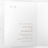 Chelsea Taupe Modern Wedding Drieluik Uitnodiging (Binnenzijde eerst)