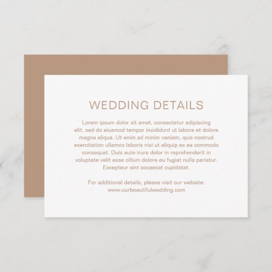 Chelsea Taupe Modern Wedding Informatiekaartje (Voorkant / Achterkant)