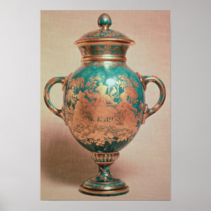 Chelsea vase en deksel met gelte-chinoiserie poster