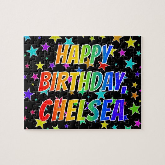 "CHELSEA" Voornaam, geun "HAPPY BIRTHDAY" Legpuzzel (Horizontaal)