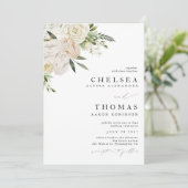 CHELSEA Watercolor White Blooms Wedding Invitation Kaart (Staand voorkant)