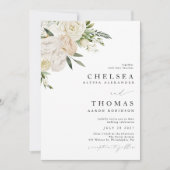 CHELSEA Watercolor White Blooms Wedding Invitation Kaart (Voorkant)