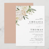 CHELSEA Watercolor White Blooms Wedding Invitation Kaart (Voorkant / Achterkant)