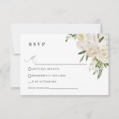 CHELSEA Watercolor White Blooms Wedding  RSVP Kaartje (Voorkant)