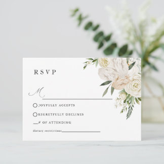CHELSEA Watercolor White Blooms Wedding  RSVP Kaartje