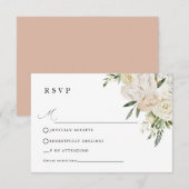 CHELSEA Watercolor White Blooms Wedding  RSVP Kaartje (Voorkant / Achterkant)