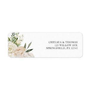 CHELSEA Watercolor Witte Bloemen Trouwuitnodiging Etiket