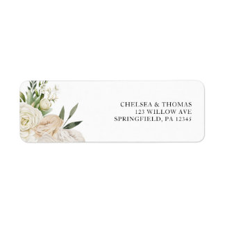 CHELSEA Watercolor Witte Bloemen Trouwuitnodiging Etiket