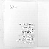 Chelsea zwart-wit moderne bruiloft drieluik uitnodiging (Binnenzijde eerst)
